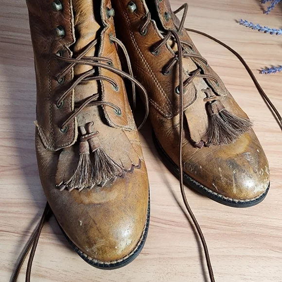 Ariat Brown Leather Boots Size 8 - Picture 5 of 14